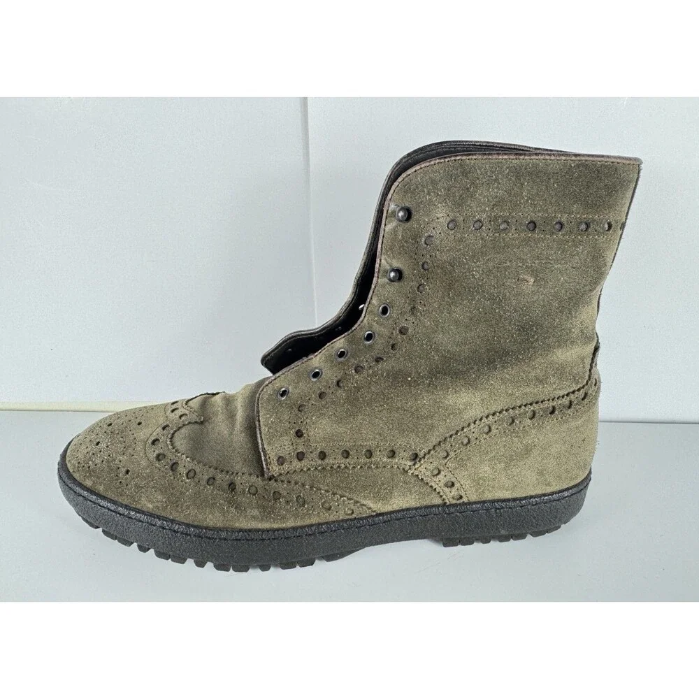Santoni Men's Olive Suede Lace Up Boots Size US 9